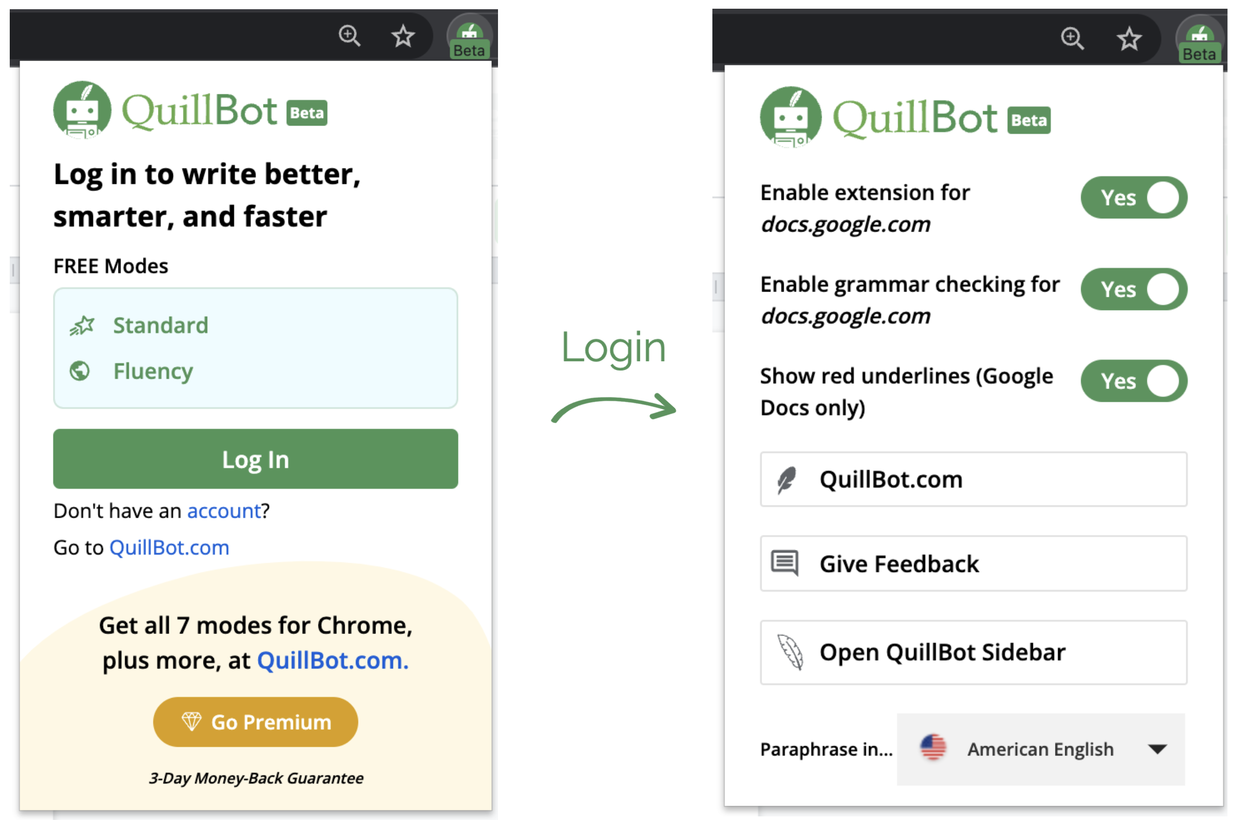QuillBot Dashboard View